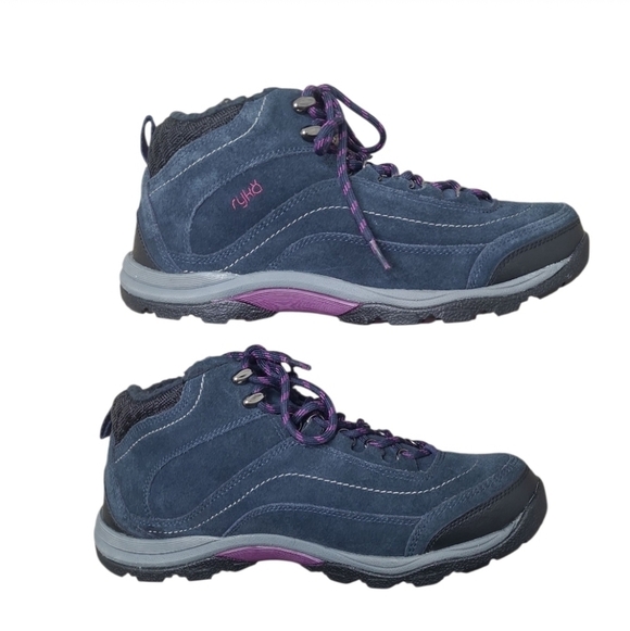 Ryka Canyon Shearling Suede Hiking Boots Navy Purple Size 9 - Picture 10 of 13